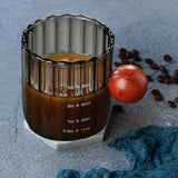 Maxbell Glass Coffee Milk Mug with Anti Scald Wooden Handle for Hotel Office Camping Clear Black