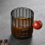 Maxbell Glass Coffee Milk Mug with Anti Scald Wooden Handle for Hotel Office Camping Clear Black