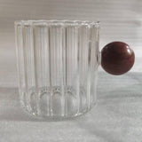 Maxbell Glass Coffee Milk Mug with Anti Scald Wooden Handle for Hotel Office Camping Clear