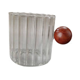 Maxbell Glass Coffee Milk Mug with Anti Scald Wooden Handle for Hotel Office Camping Clear