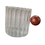 Maxbell Glass Coffee Milk Mug with Anti Scald Wooden Handle for Hotel Office Camping Clear