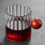 Maxbell Glass Coffee Milk Mug with Anti Scald Wooden Handle for Hotel Office Camping Clear