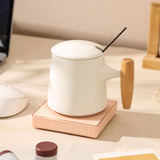 Maxbell Coffee Warmer and Mug Set for Desk Electric Beverage Warmer Plate for Office White Pink Base