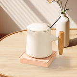 Maxbell Coffee Warmer and Mug Set for Desk Electric Beverage Warmer Plate for Office White Pink Base