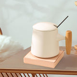 Maxbell Coffee Warmer and Mug Set for Desk Electric Beverage Warmer Plate for Office White Pink Base