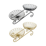 Maxbell 2 Tier Metal Fruit Basket Space Saving Wrought Iron Fruit Stand Serving Bowl black