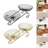 Maxbell 2 Tier Metal Fruit Basket Space Saving Wrought Iron Fruit Stand Serving Bowl black