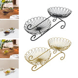 Maxbell 2 Tier Metal Fruit Basket Space Saving Wrought Iron Fruit Stand Serving Bowl black