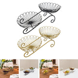 Maxbell 2 Tier Metal Fruit Basket Space Saving Wrought Iron Fruit Stand Serving Bowl black