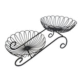 Maxbell 2 Tier Metal Fruit Basket Space Saving Wrought Iron Fruit Stand Serving Bowl black