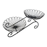 Maxbell 2 Tier Metal Fruit Basket Space Saving Wrought Iron Fruit Stand Serving Bowl black