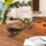 Maxbell 2 Tier Metal Fruit Basket Space Saving Wrought Iron Fruit Stand Serving Bowl black