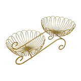 Maxbell 2 Tier Metal Fruit Basket Space Saving Wrought Iron Fruit Stand Serving Bowl gold