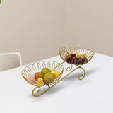 Maxbell 2 Tier Metal Fruit Basket Space Saving Wrought Iron Fruit Stand Serving Bowl gold