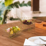 Maxbell 2 Tier Metal Fruit Basket Space Saving Wrought Iron Fruit Stand Serving Bowl gold