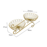 Maxbell 2 Tier Metal Fruit Basket Space Saving Wrought Iron Fruit Stand Serving Bowl gold