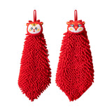 Maxbell New Year Hanging Hand Towels Soft Chenille Towels for Apartment Home Kitchen Female