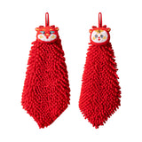 Maxbell New Year Hanging Hand Towels Soft Chenille Towels for Apartment Home Kitchen Female