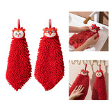 Maxbell New Year Hanging Hand Towels Soft Chenille Towels for Apartment Home Kitchen Female