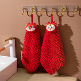 Maxbell New Year Hanging Hand Towels Soft Chenille Towels for Apartment Home Kitchen Female