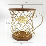 Maxbell Espresso Pod Holder Wire Espresso Capsule Holder for Cafes Family Countertop gold