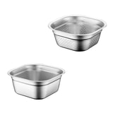Maxbell Stainless Steel Square Basin Cereal Bowl Buffet for Barley Vegetables Fruits