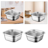 Maxbell Stainless Steel Square Basin Cereal Bowl Buffet for Barley Vegetables Fruits
