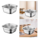 Maxbell Stainless Steel Square Basin Cereal Bowl Buffet for Barley Vegetables Fruits