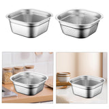 Maxbell Stainless Steel Square Basin Cereal Bowl Buffet for Barley Vegetables Fruits