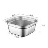 Maxbell Stainless Steel Square Basin Cereal Bowl Buffet for Barley Vegetables Fruits
