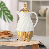 Maxbell Thermal Coffee Carafe Portable 34oz Beverage Pitcher for BBQ Camping Holiday White
