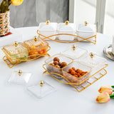 Maxbell Dried Fruit Tray with Lid Dessert Dividing Plate for Sweet Cookies Nuts Home Brown