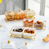 Maxbell Dried Fruit Tray with Lid Dessert Dividing Plate for Sweet Cookies Nuts Home Brown