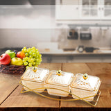 Maxbell Nordic Serving Platter with Lid 3 Snack Serving Bowls for Home Sweet Cookies Brown