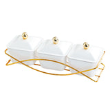 Maxbell Nordic Serving Platter with Lid 3 Snack Serving Bowls for Home Sweet Cookies White