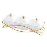 Maxbell Nordic Serving Platter with Lid 3 Snack Serving Bowls for Home Sweet Cookies White