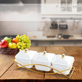 Maxbell Nordic Serving Platter with Lid 3 Snack Serving Bowls for Home Sweet Cookies White