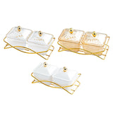 Maxbell Compartment Appetizer Food Display Dish Platter with Lid for Party Nuts Home Brown