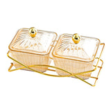 Maxbell Compartment Appetizer Food Display Dish Platter with Lid for Party Nuts Home Brown