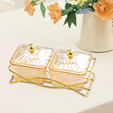 Maxbell Compartment Appetizer Food Display Dish Platter with Lid for Party Nuts Home Brown