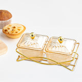 Maxbell Compartment Appetizer Food Display Dish Platter with Lid for Party Nuts Home Brown