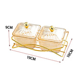 Maxbell Compartment Appetizer Food Display Dish Platter with Lid for Party Nuts Home Brown