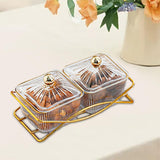 Maxbell Compartment Appetizer Food Display Dish Platter with Lid for Party Nuts Home Clear