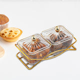 Maxbell Compartment Appetizer Food Display Dish Platter with Lid for Party Nuts Home Clear