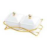 Maxbell Compartment Appetizer Food Display Dish Platter with Lid for Party Nuts Home White