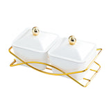 Maxbell Compartment Appetizer Food Display Dish Platter with Lid for Party Nuts Home White