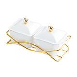 Maxbell Compartment Appetizer Food Display Dish Platter with Lid for Party Nuts Home White