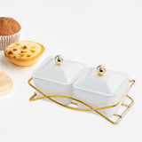 Maxbell Compartment Appetizer Food Display Dish Platter with Lid for Party Nuts Home White