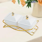 Maxbell Compartment Appetizer Food Display Dish Platter with Lid for Party Nuts Home White