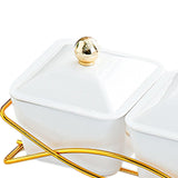 Maxbell Compartment Appetizer Food Display Dish Platter with Lid for Party Nuts Home White